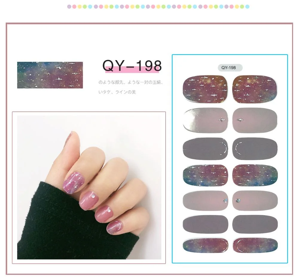 ENDRRFLLA Glitter Decorative Floral Nail Stickers Gray Water Transfer Polish Items Nail Art Decals 2020 New Design Nail Art 1pc-Nail Inspo