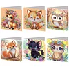 6PCS Diamond Painting Animal Greeting Cards Postcards with Envelopes