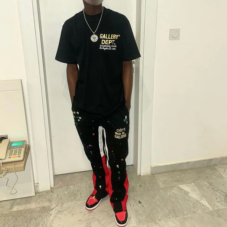 Casual Letters Print T-Shirt Trousers Two Piece Set