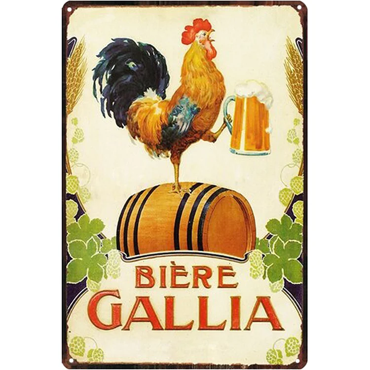 Poulet - biere gallia vintage enseignes en étain / enseignes en bois - 20x30cm & 30x40cm