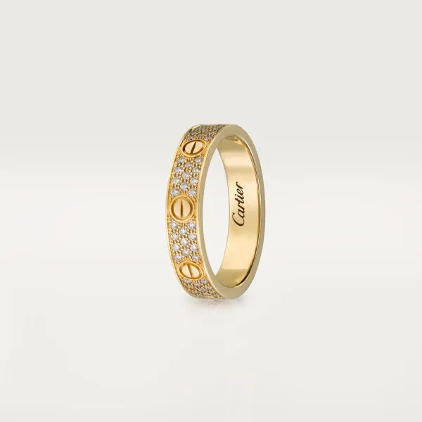 Love wedding band, diamond-paved yellow gold, diamonds