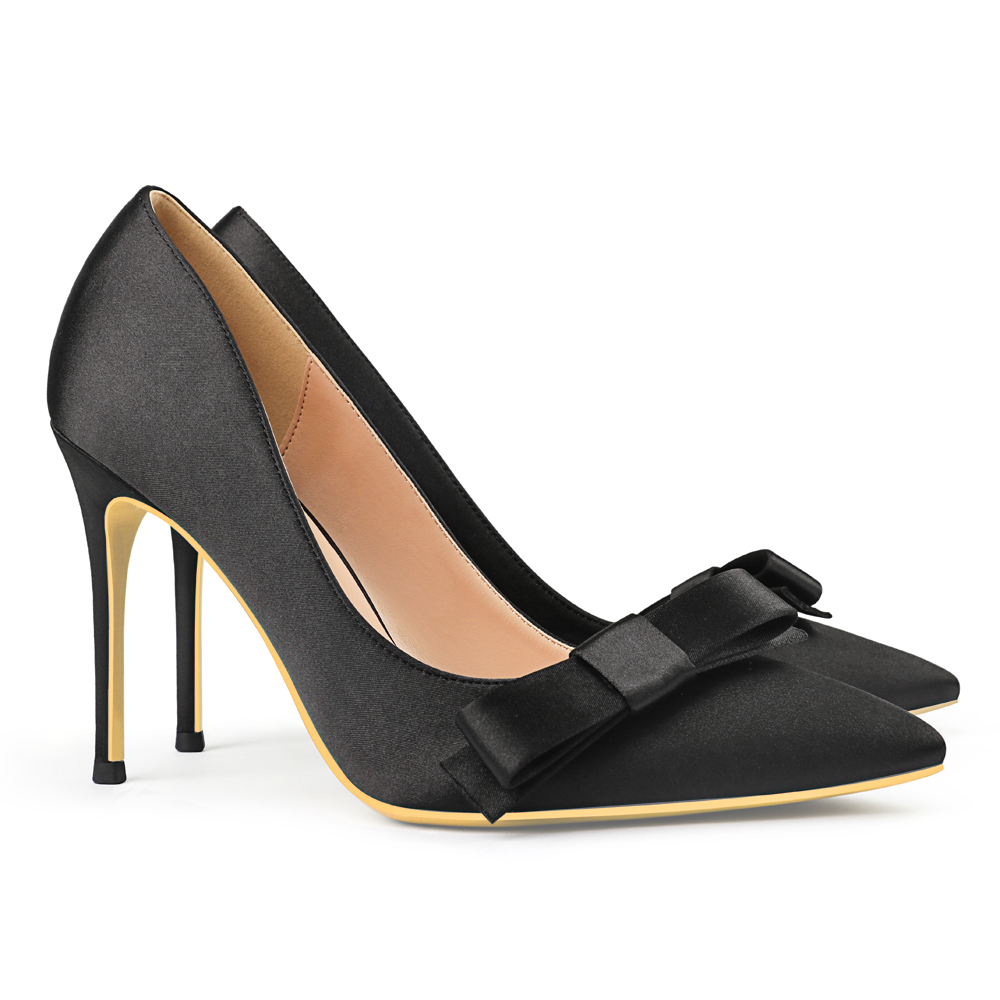 100mm Bow Fashion High Heels Sexy Prom Silk High Heels Stiletto Heels-vocosishoes