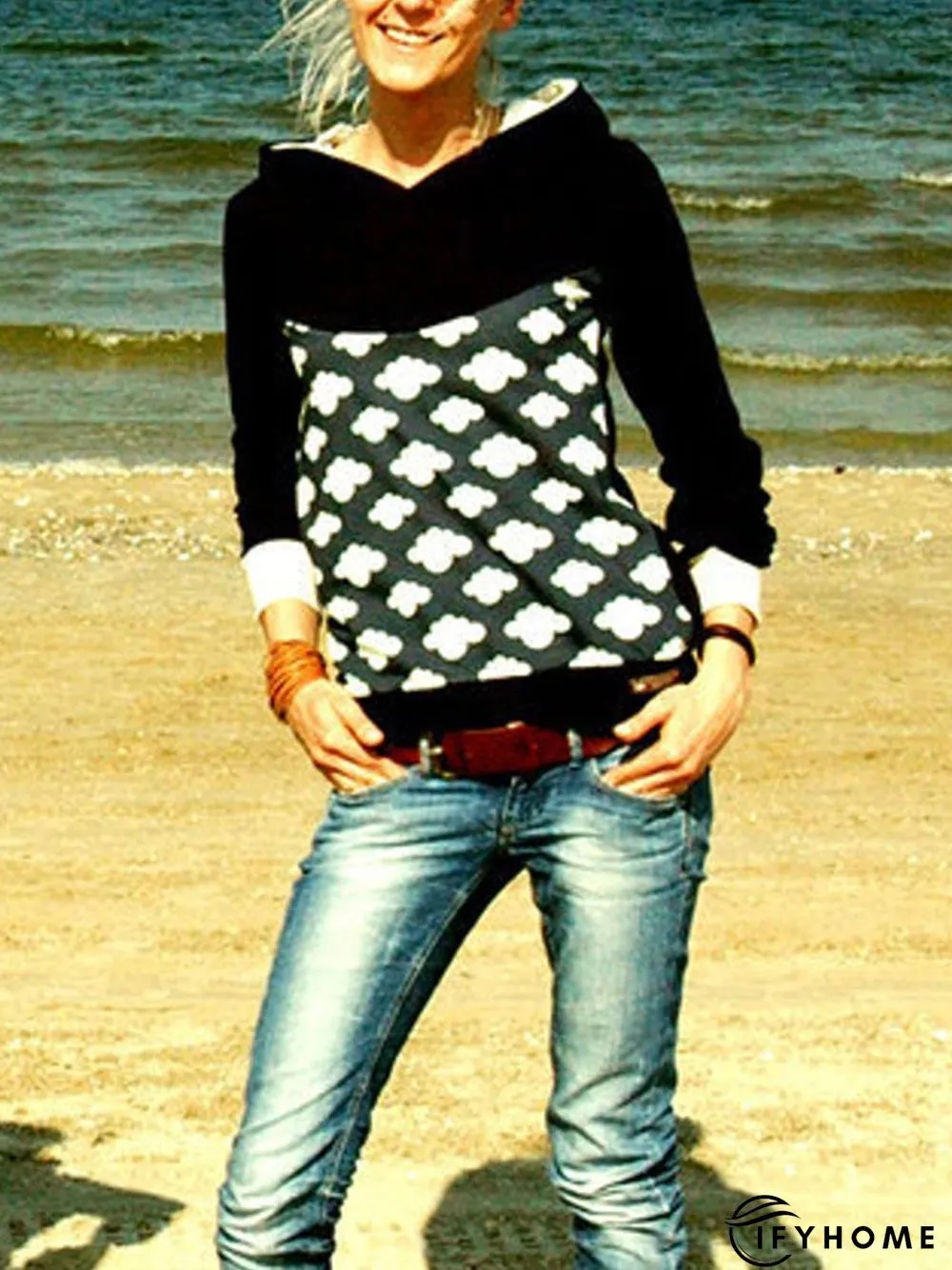 Printed Casual Cotton-Blend Hoodie Sweatshirt | IFYHOME