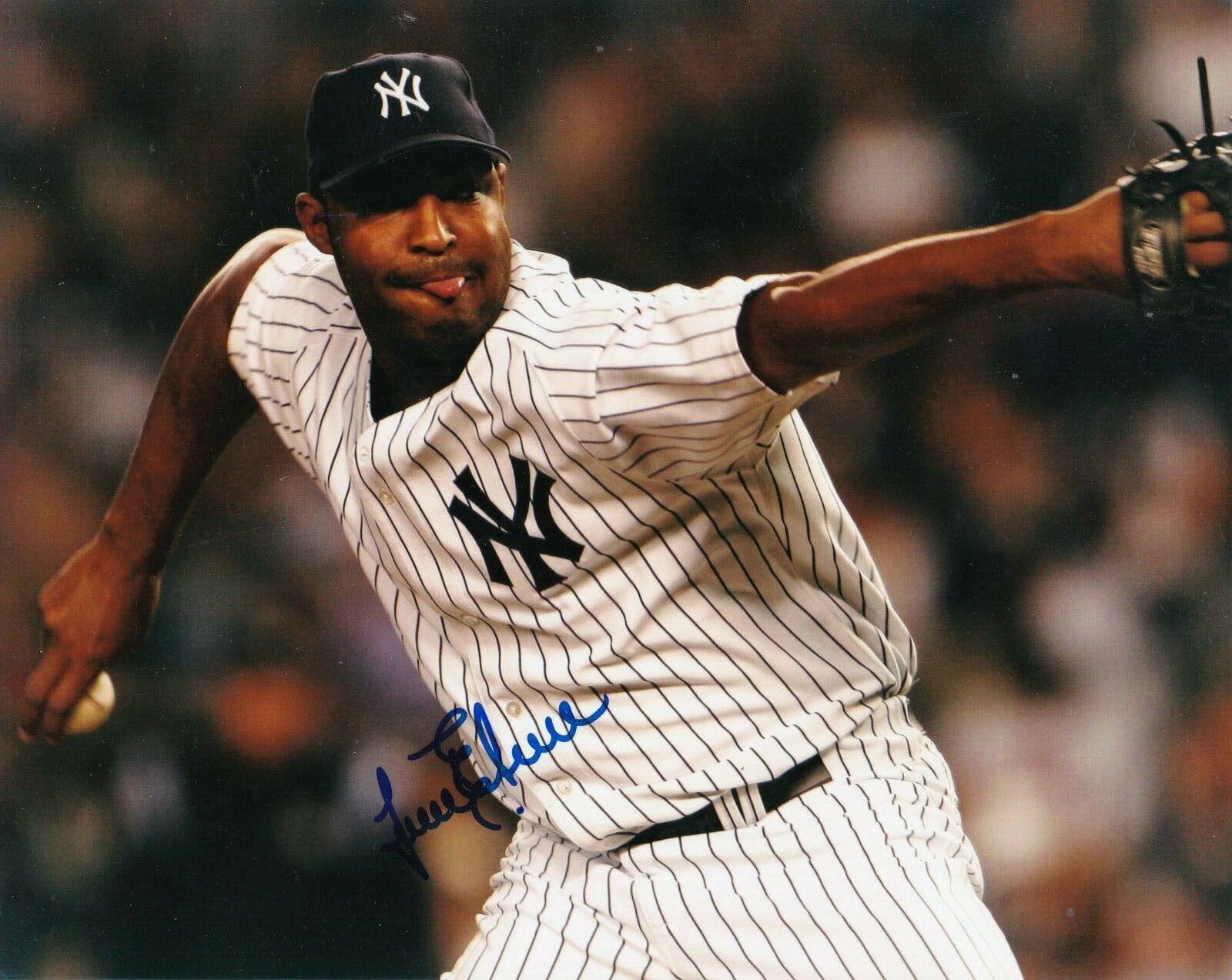 JOSE VERAS NEW YORK YANKEES ACTION SIGNED 8x10