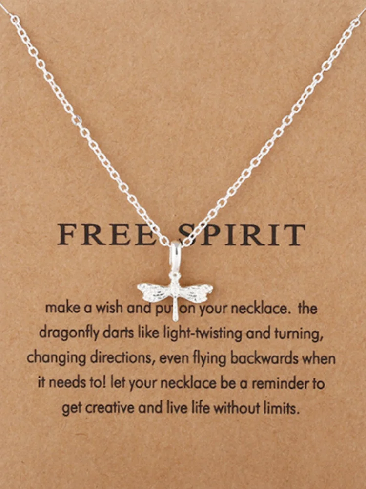 Wish Card Dragon Fly Necklace