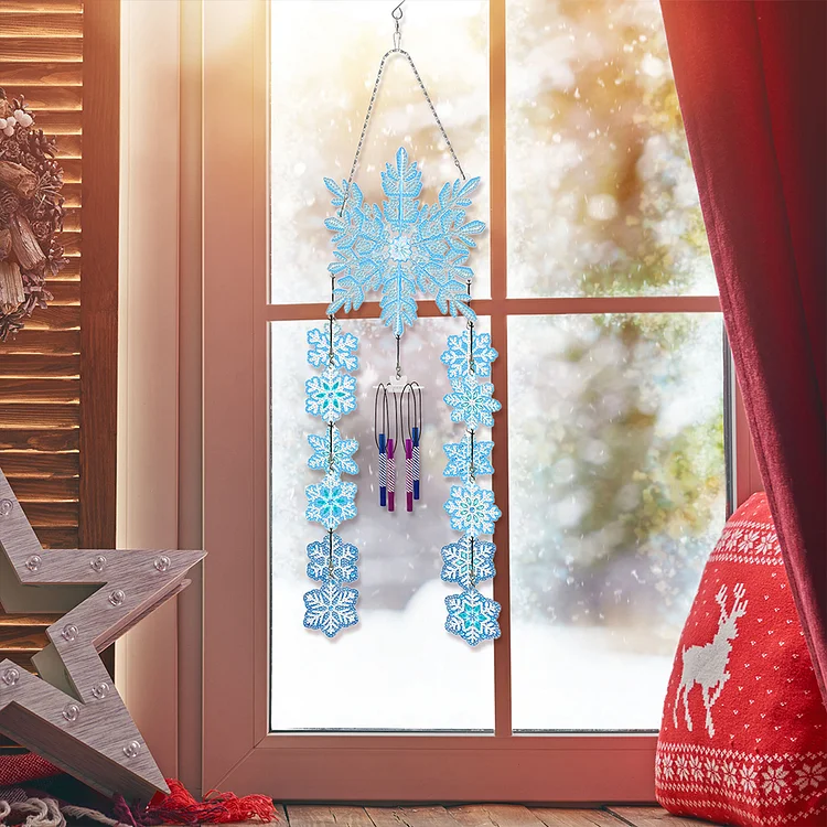 Double Sided Christmas Crystal Wind Chimes Pendant Kit for Wall Window Decor