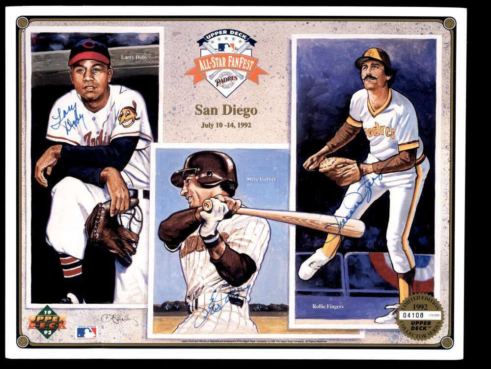 Larry Doby Steve Garvey Rollie Fingers JSA Signed 8x10 Upper Deck Photo Poster painting Autograp