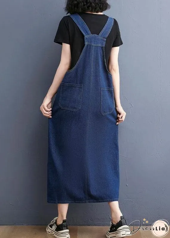 Summer Denim Large Pocket Strap Skirt