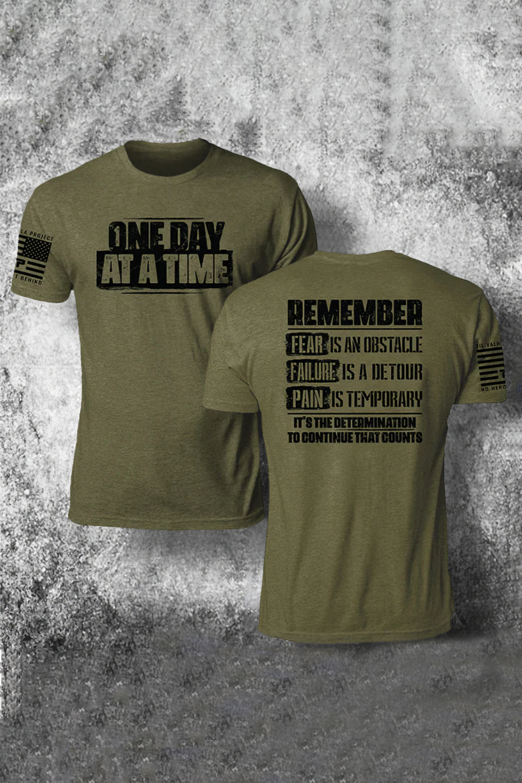 Tiboyz Men'S OutdoorI One Day At A Time Print Short Sleeve T-Shirt