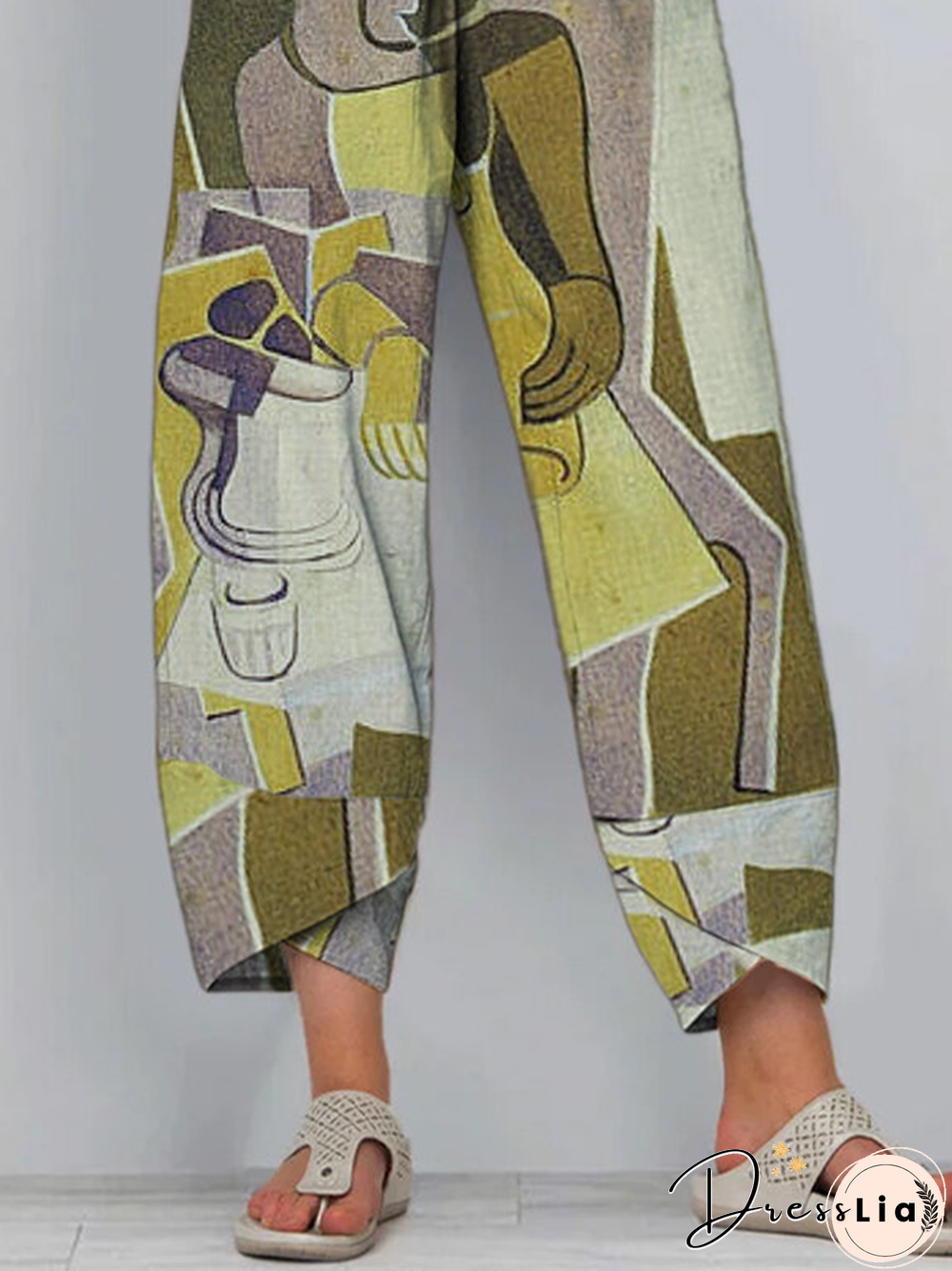 Cotton-blend Casual Printed Pants