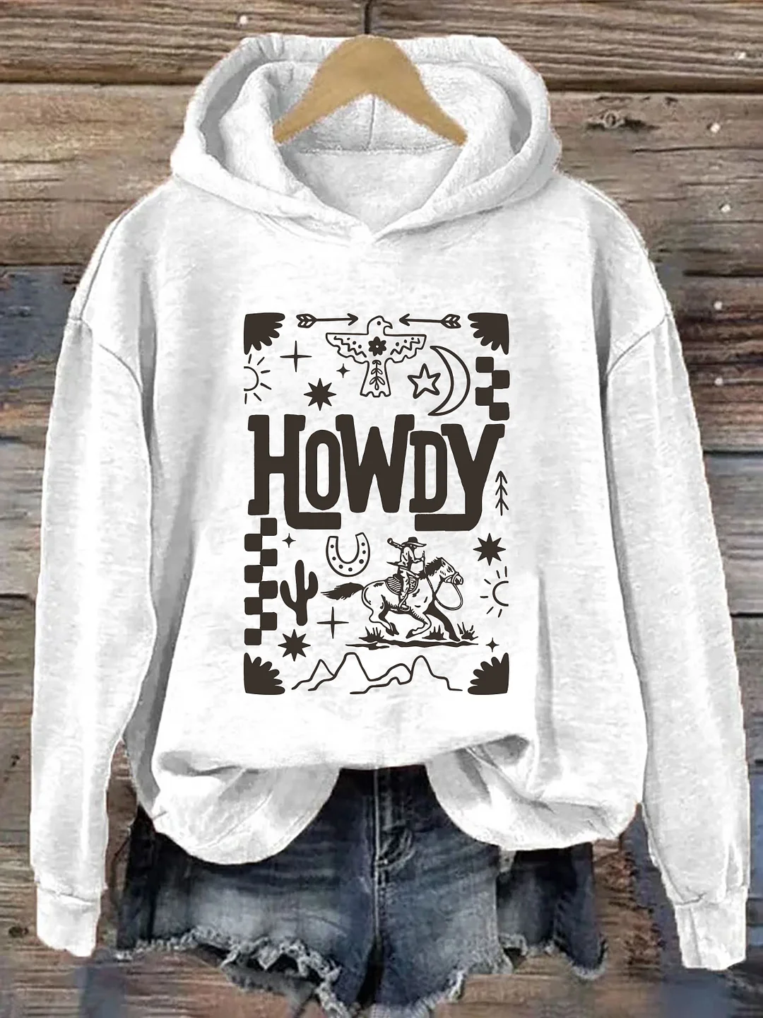 Howdy Cowboy Retro Floral Western Hoodie