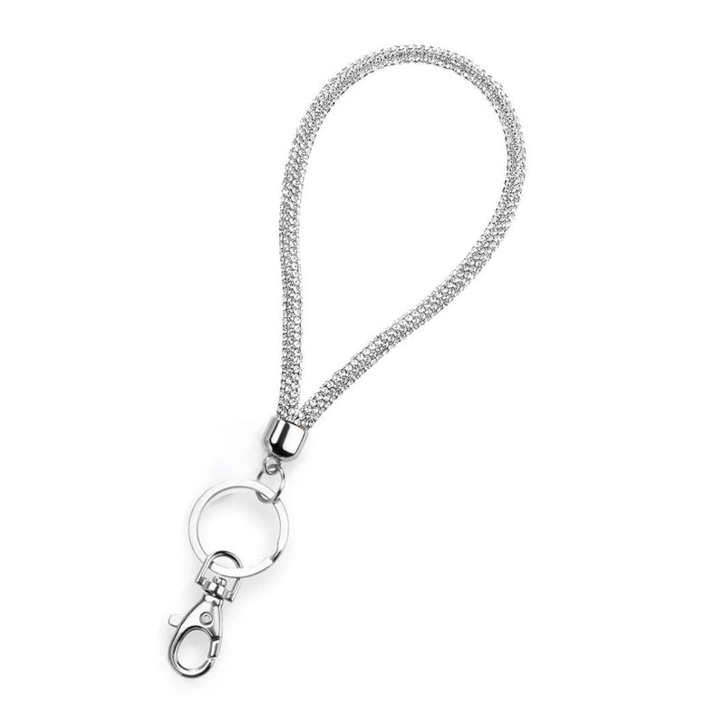 Shiny Solid Color Nylon Inlay Rhinestones Mobile Phone Lanyard