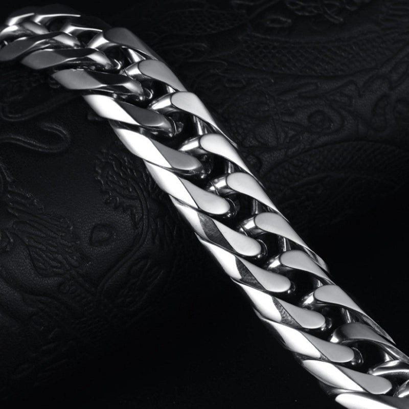 Hot Sale Men’s Titanium Steel Stainless Steel Thick Chain Double Buckle Cuban Chain Six-sided Mill Multi-layer Chain Punk Style Necklace