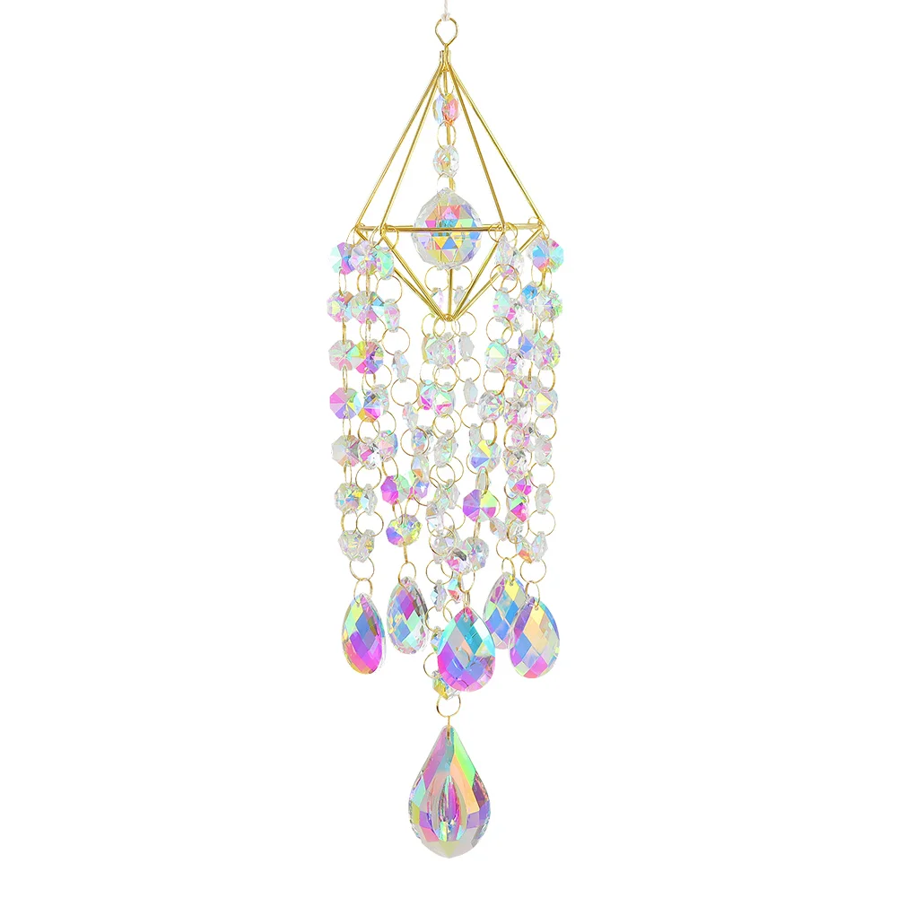 Crystal Wind Chime Prism Catchers Ornament Curtain Home Decor (Multicolor)