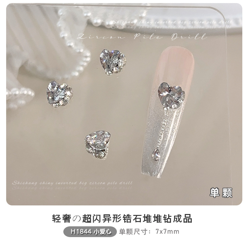 Xinkeke 2pcs Clear Luxury Crystal Nail Art Charms 3D Stacked Zircon Drill Glitter Nail Art Rhinestone Gem DIY Jewelry Manicure Accessory