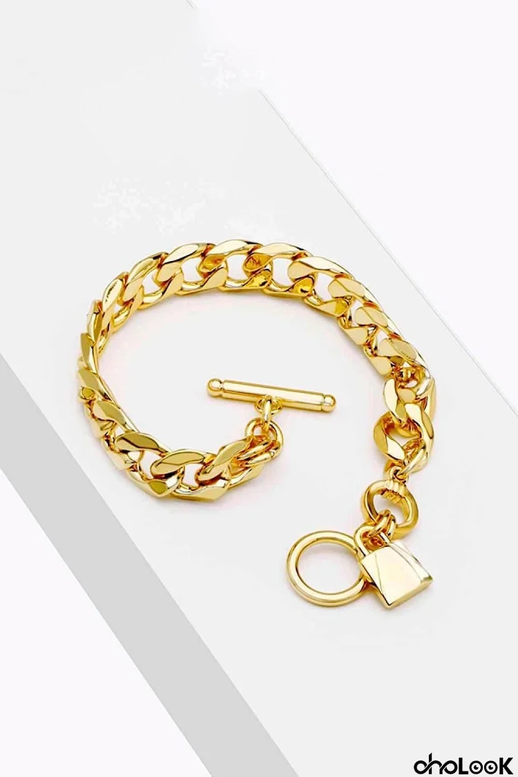 Lock Charm Toggle Clasp Bracelet