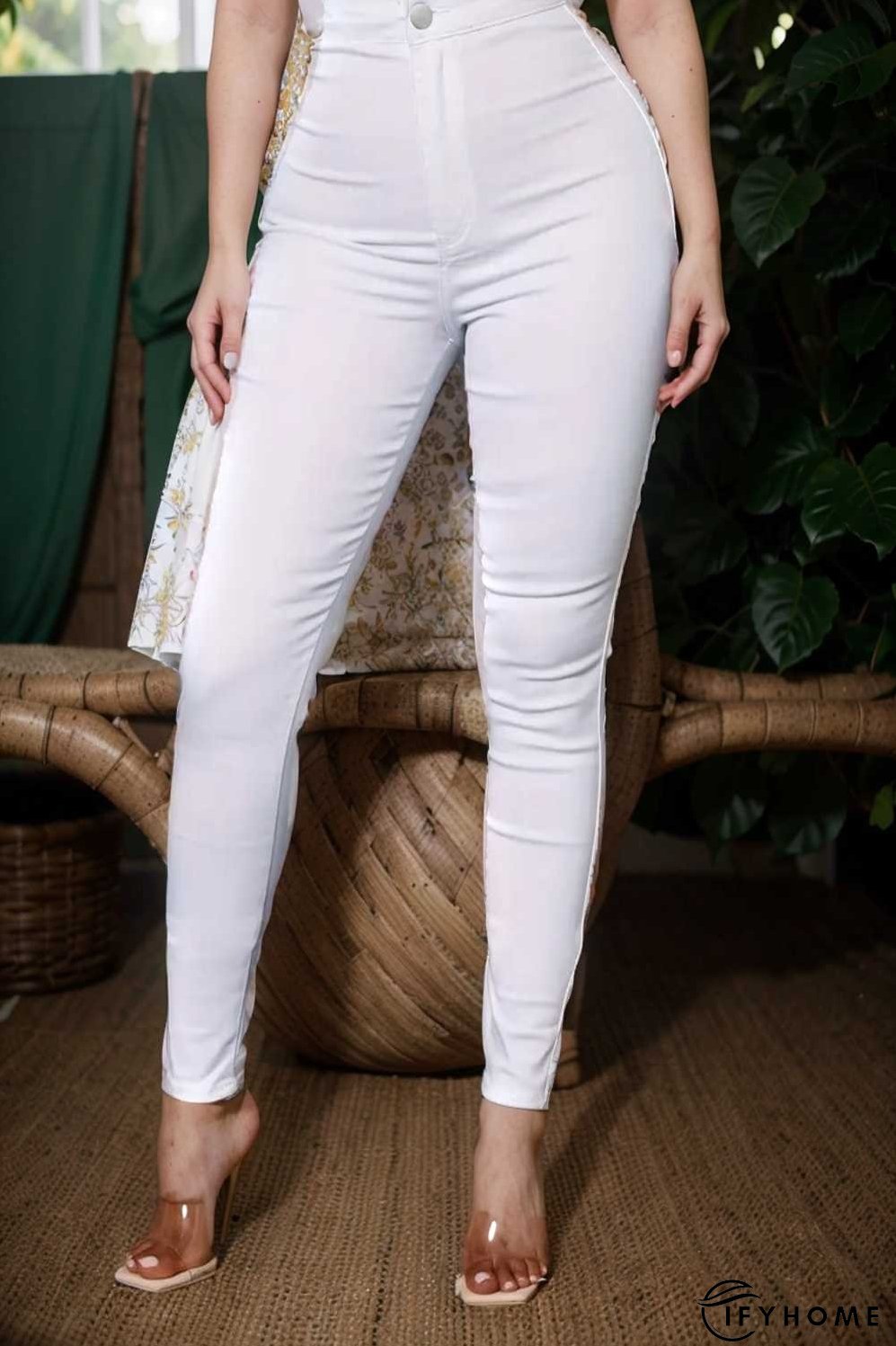 casual solid slim fit skinny pockets pants | IFYHOME