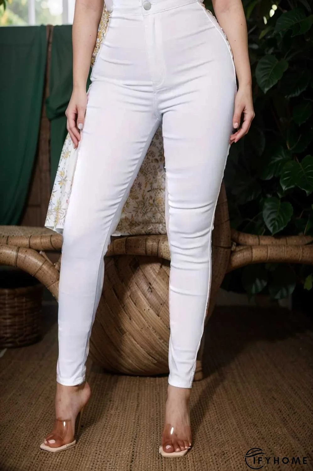 casual solid slim fit skinny pockets pants | IFYHOME