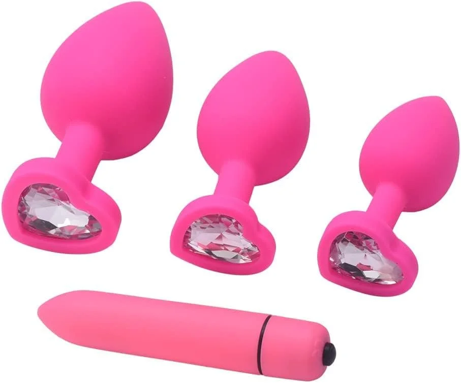 Silicone anal plug male and female masturbation device plus vibrator set