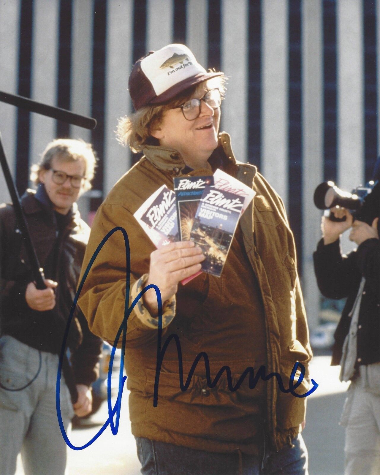 DIRECTOR MICHAEL MOORE SIGNED ROGER & ME 8X10 Photo Poster painting B w/COA FAHRENHEIT 9/11