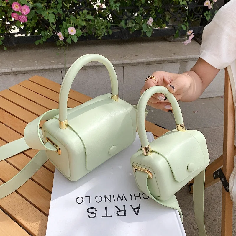 Candy colors Square Tote bag 2021 Summer New PU Leather Women's Designer Handbag Solid color Mini Shoulder Messenger Bag Purses