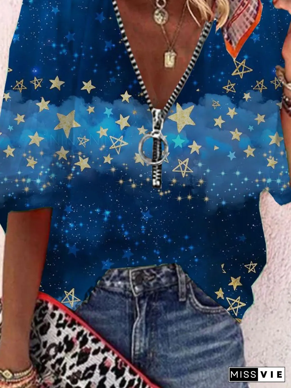 Shift 3/4 Sleeve Casual Tops