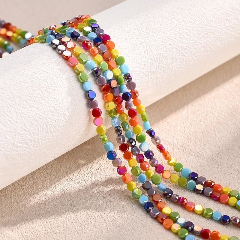 5 Strands/Package 4×2.5mm Hole Under 1mm Glass Electroplate Glass Beads Colorful Simple Candy Beads