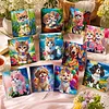 12Pcs Diamond Painting Cats and Dogs Greeting Card Set with Envelope