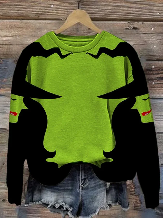 Women'S Halloween Witch Print Long Sleeve Sweatshirt