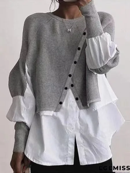 Sexy Splicing Long Sleeve Button Splicing Slim Sweater | EGEMISS