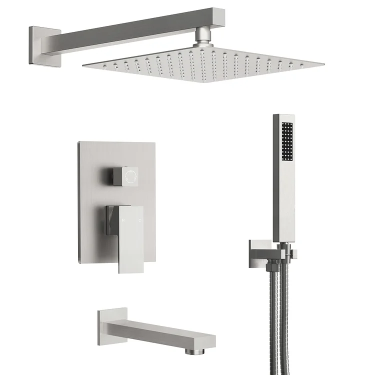 M6603NI-B10BL 10 in. Rain Shower Head System Shower Faucet Combo Set with Bathtub Spout and Handheld Sprayer
