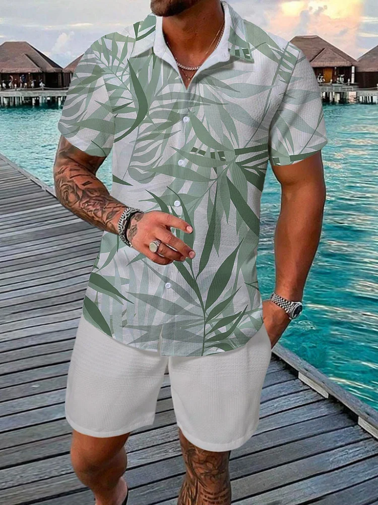 Men's Plant Leaves Hawaii Vacation Art Print Shirt