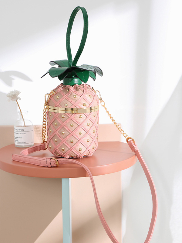 Personalized Pineapple Shape Lock Chain Crossbody Bag