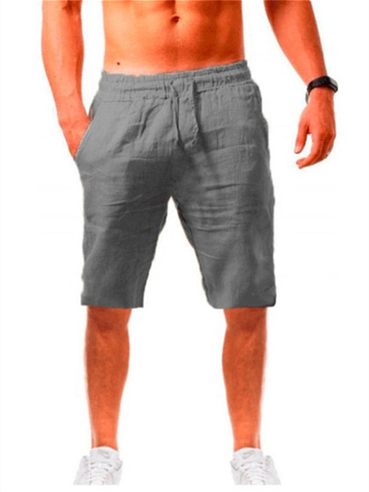 Men's Shorts Linen Shorts Summer Shorts Beach Shorts Drawstring Plain Business Beach Yoga Linen / Cotton Blend Hawaiian Casual Light Khaki. Black | 168DEAL