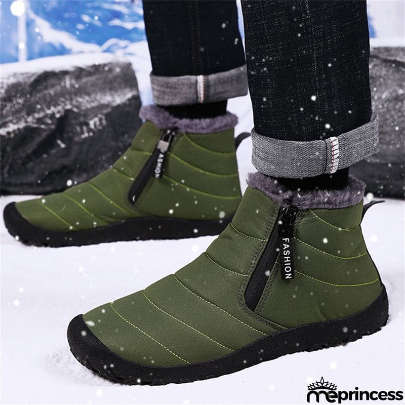 Double Zip Plush Lined Outdoor Ankle Snow Boots for Men