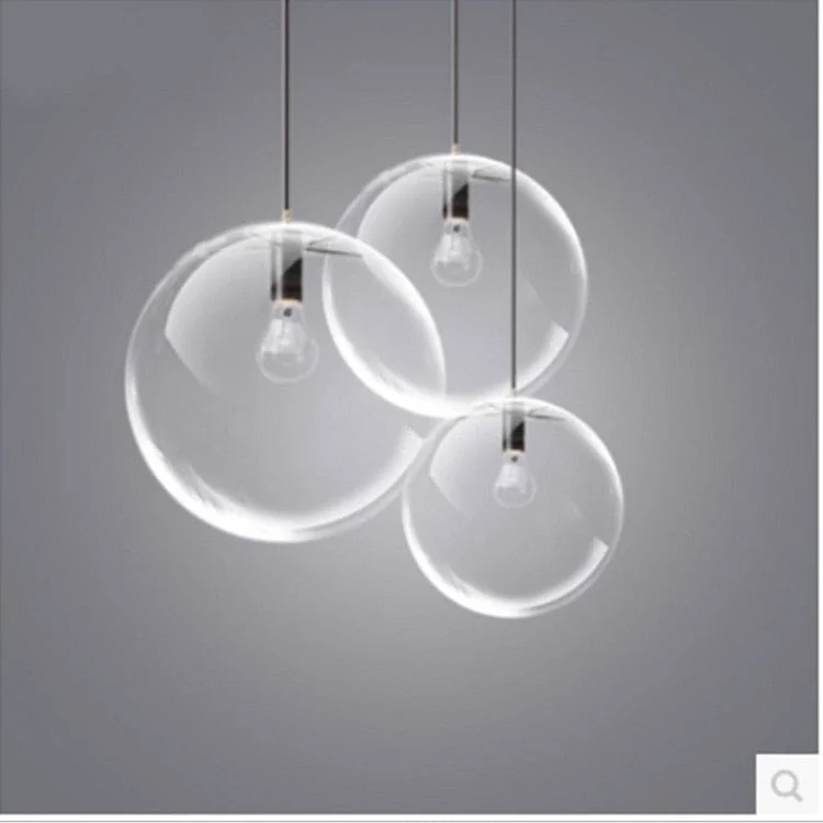 Modern Single-head Dining Room Bedroom Living Room Indoor Pendant Light Clear Bubble Glass Ball Pendant Lamp