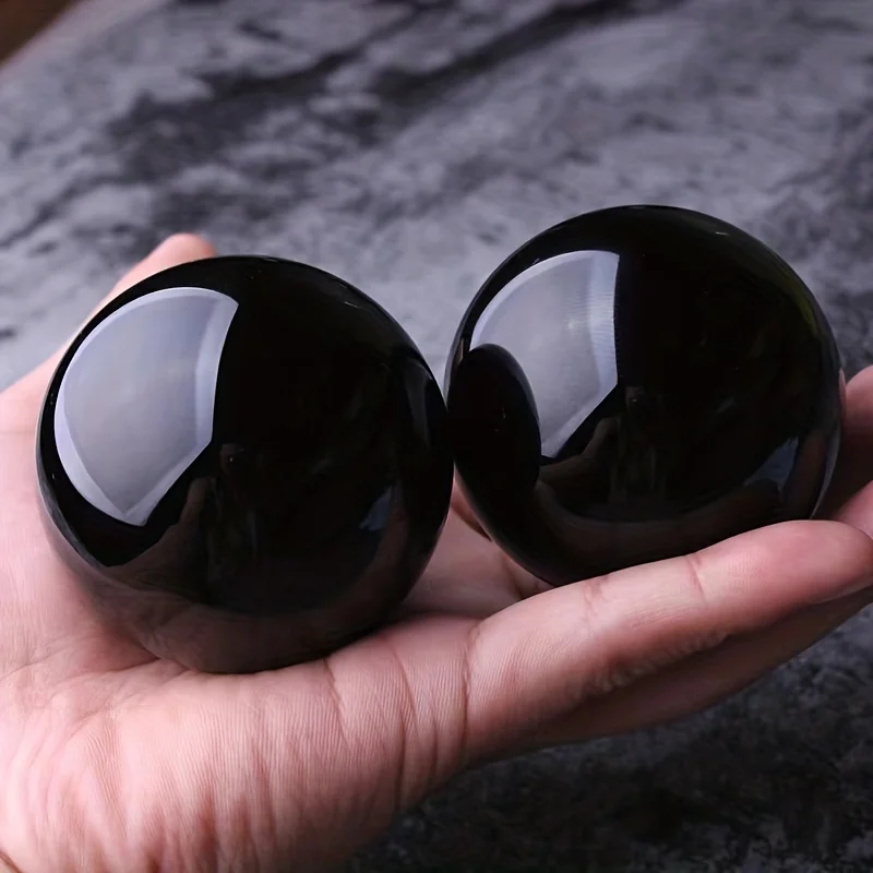 1pc Black Obsidian Crystal Ball, Handheld Massage Ball, Home Decor Desktop Ornaments, Gift For Parents