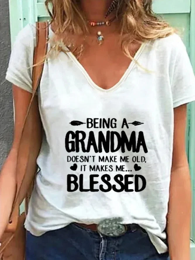 Mother's Day Women's Makes Me Blessed Letter Print Top