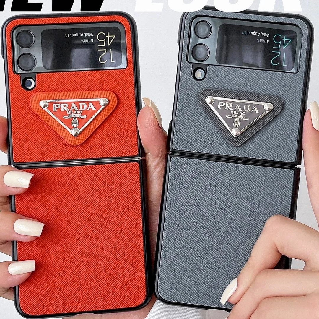 Leather Triangle Logo Samsung Z Flip Case