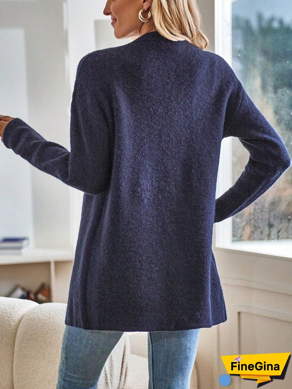 Vintage Long Sleeve Plain Outerwear