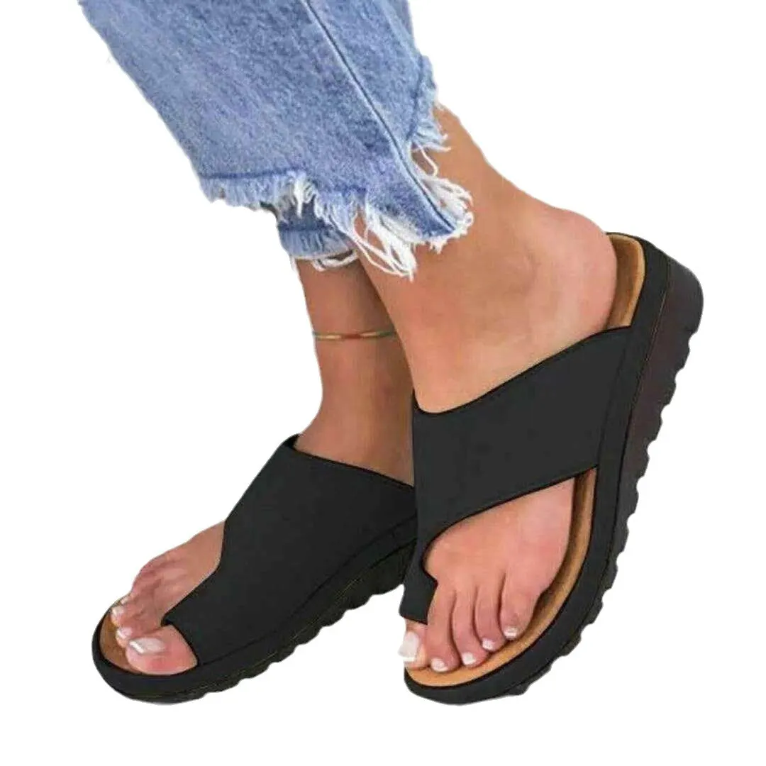 Breakj Breakj Women's Slope And Thick Bottom Clip Slippers Pure Color Fashion Slope And Slippers Women's Beach Sandals