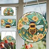 (US Local)DIY Acrylic Single Sided Diamond Painting Hanging Pendant Home Decor (Flower Bees )