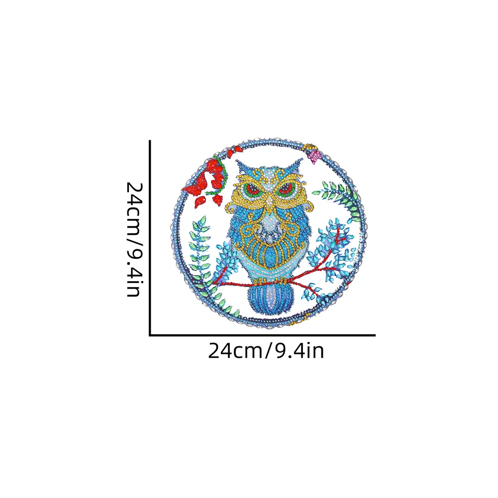 DIY Flower Owl Wind Chimes Wreath Diamond Crystal Painting Ornament for Home Wall Decor