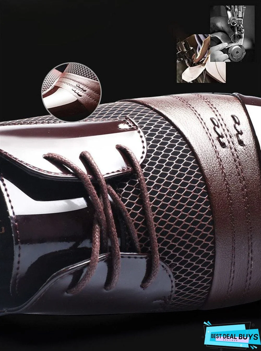 Men Leather Shoes Oxford Pu Leather Breathable Business Flat Shoes