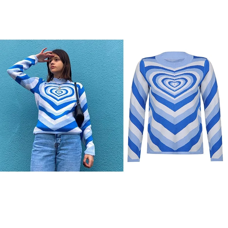 Rapcopter Sweaters Skulls Pullovers V Neck Knitwear Loose Casual Knitted Jumpers Women Streetwear Retro Tops Autumn Winter Cute