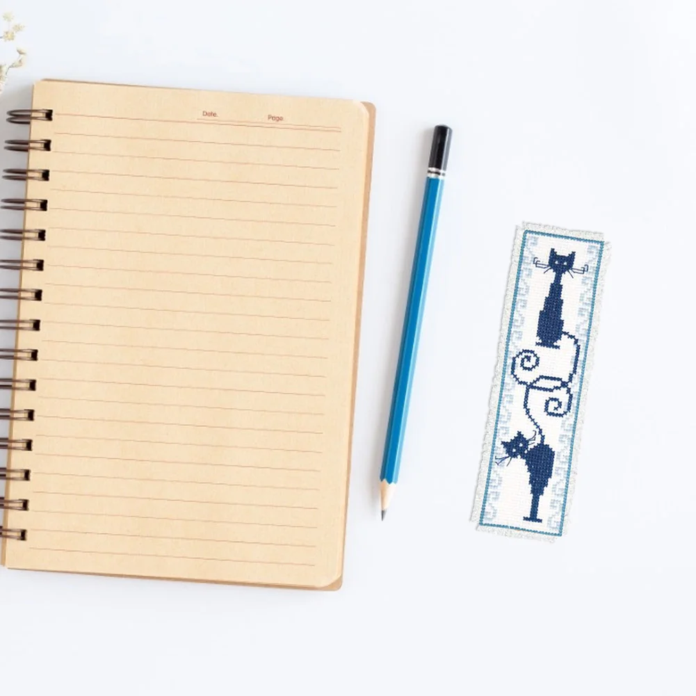 14ct 2-Strand Double-sided Counted Cross Stitch Bookmark - Cat(18*6cm)