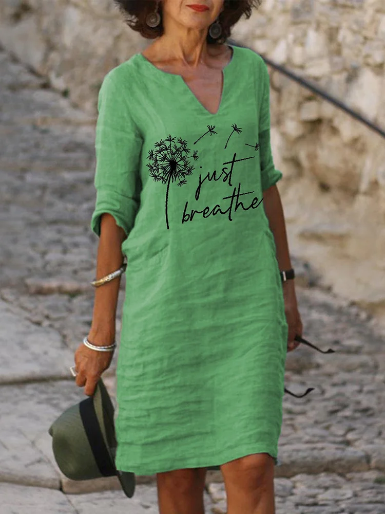 Women's Just Breathe Dandelion Cotton Linen Dress