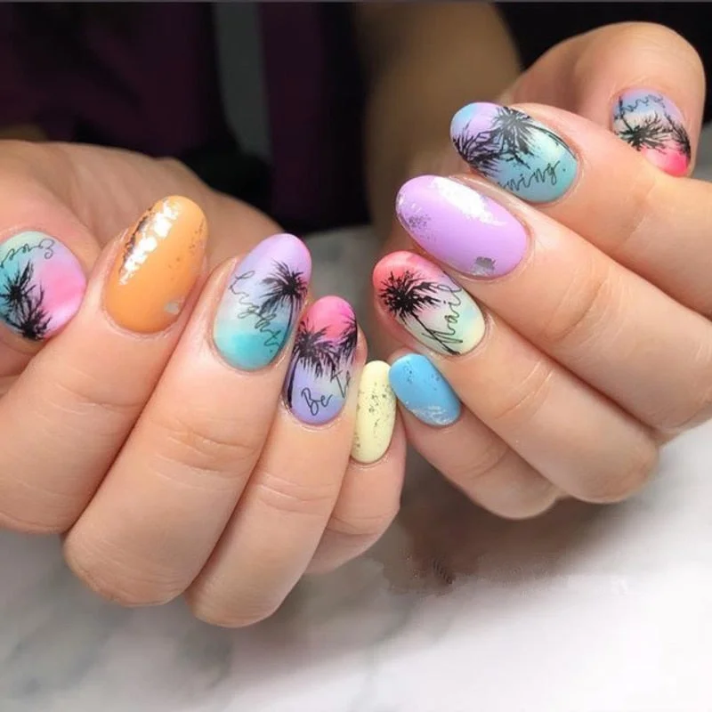 1pcs Black Coconut Tree 3D Nail Sticker Summer Ocean Palm Series Transfer Sticker nail decal DIY Nail Decoration 2021 newest-Nail Inspo