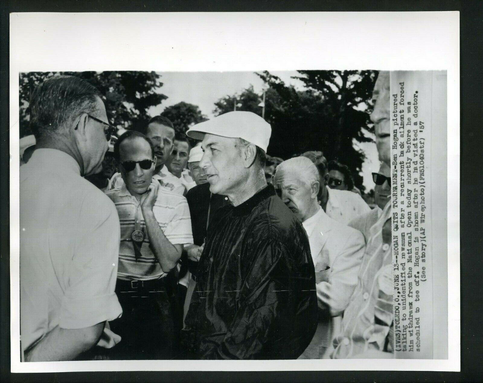 Ben Hogan withdraws from 1957 US Open Golf tournament type IV Press Photo Poster painting