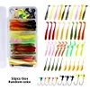 40pcs Soft Fishing Lures Kit with 10pcs Jig Head Hook Artificial Bait Soft Bait